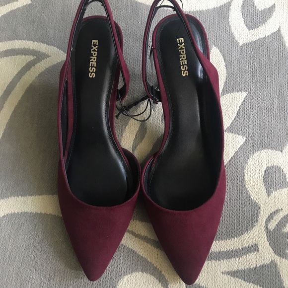 Express Shoes - NWT Express maroon slingback kitten heels Sz 8